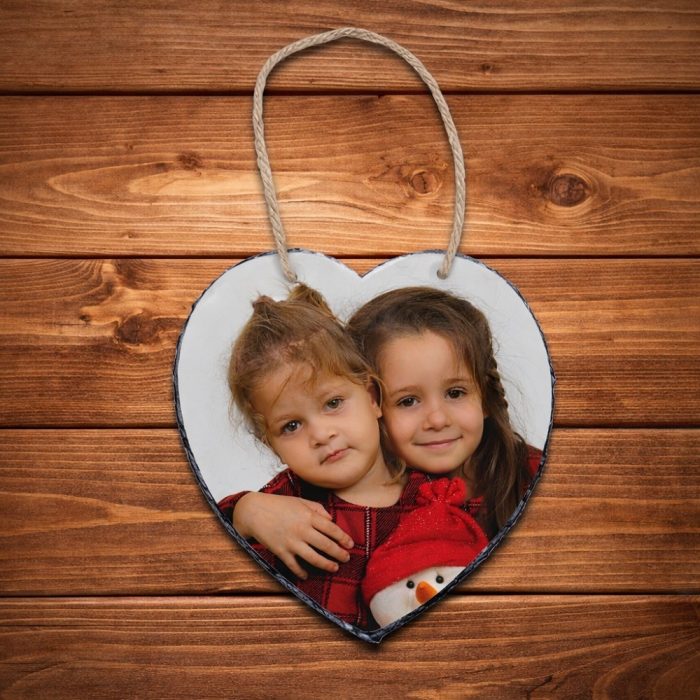 Kişiye Özel Fotoğraflı Kalp Taş Çerçeve 20 x 20 cm