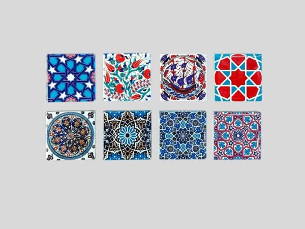 Magnes ceramiczny – orientalne wzory – zestaw 8 szt. (5 x 5 cm)