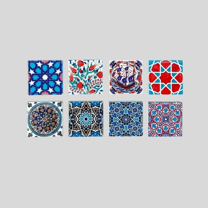 Ceramic Magnet – Oriental Patterns – Set of 8 (5 × 5 cm)