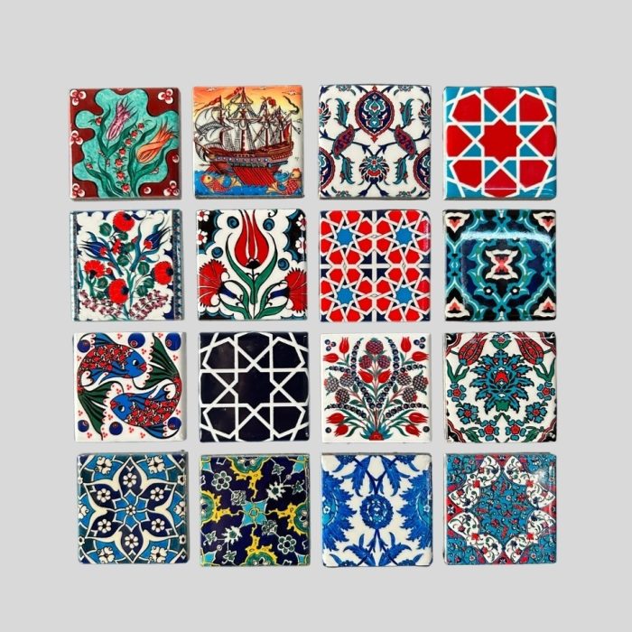 Ceramic Magnet – Oriental Patterns – Set of 16 (5 × 5 cm)